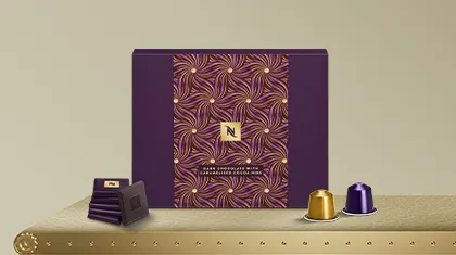 Step: Receive a box of Dark Chocolate with Cocoa Nibs